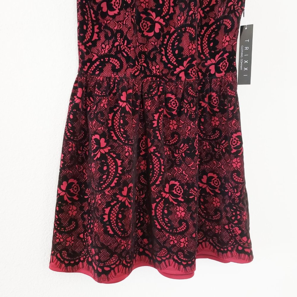 Trixxi Mesh Flocked Skater Dress Size L - Picture 4 of 8